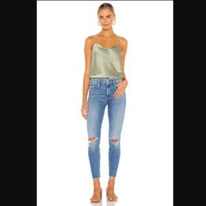 Mother  High Waisted Looker Ankle Fray Jeans